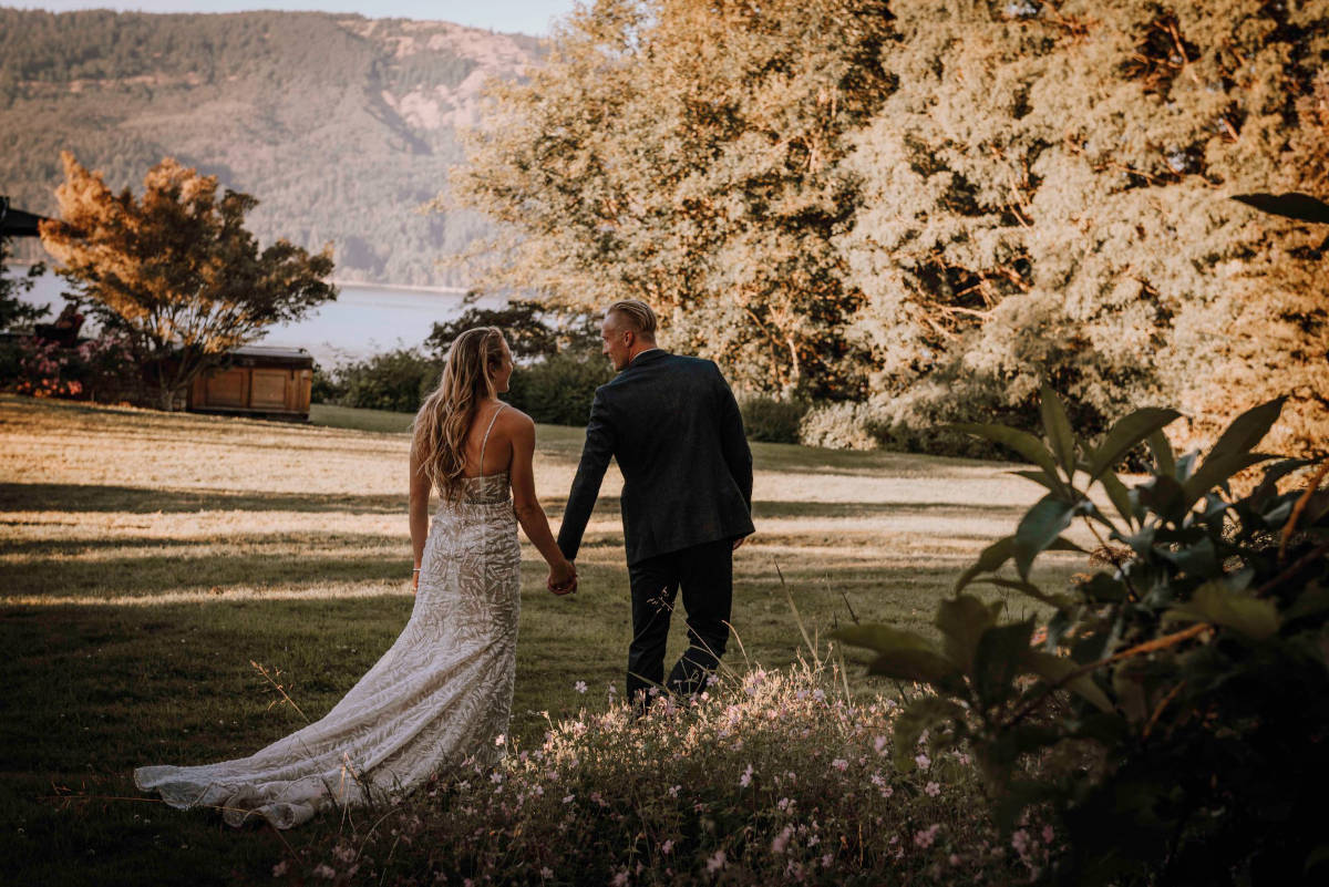 wedding couple enjoying scenic view at Anderson Lane